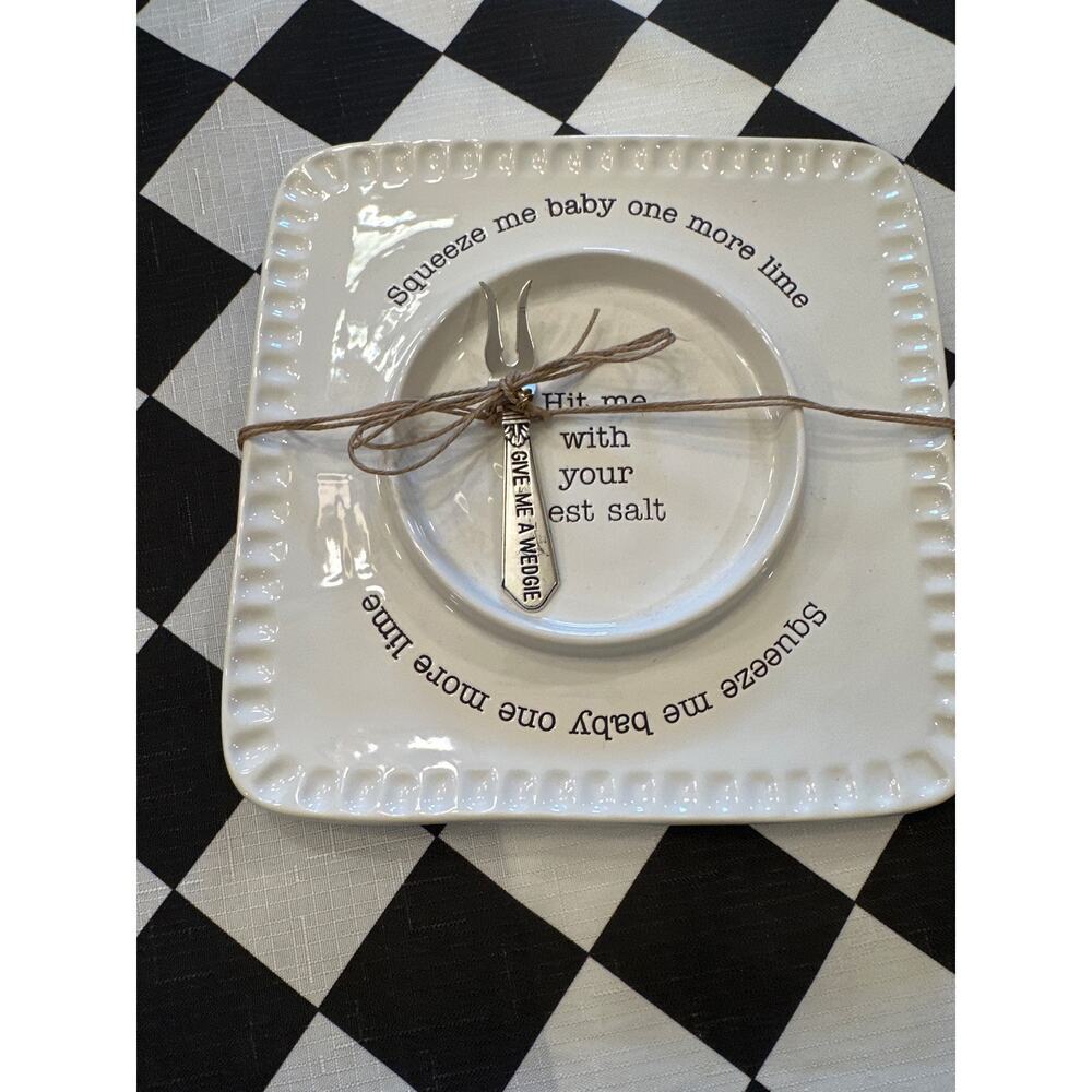 Mudpie Margarita Salt lemon plate squeeze me baby one more lime NEw serving